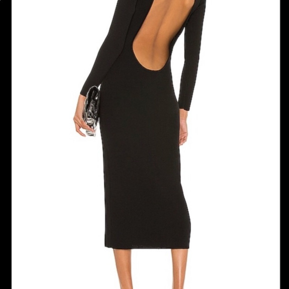 Stunning MUSIER Paris black long sleeve backless dress